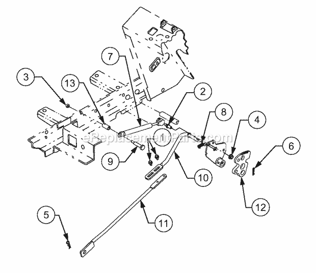 Transmission Controls Diagram and Parts List for GT2523-54 13A-2A8K710 Cub Cadet Lawn Tractor